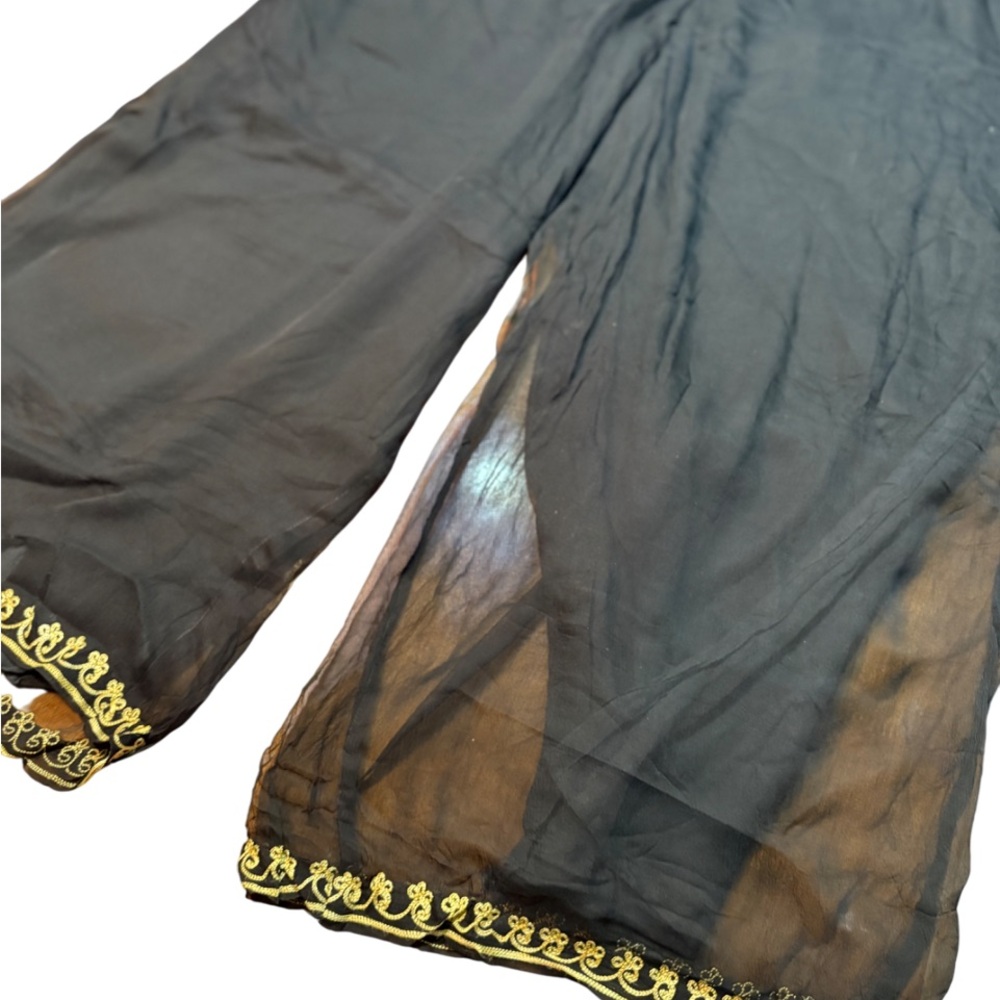 India authentic Indian Vintage Pallazo Black wide leg Boho Pants medium women’s - Picture 6 of 14